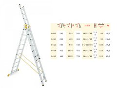 Алюминиевая лестница 3x14 градусов 9,09 м FORTE