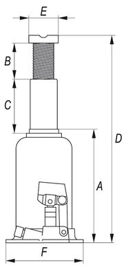 Домкрат бутылочный 30тонн подъем 244 - 492 мм Yato YT-1709