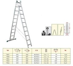 Лестница алюминиевая ALOSS 2x13 ступеней 6,25 м