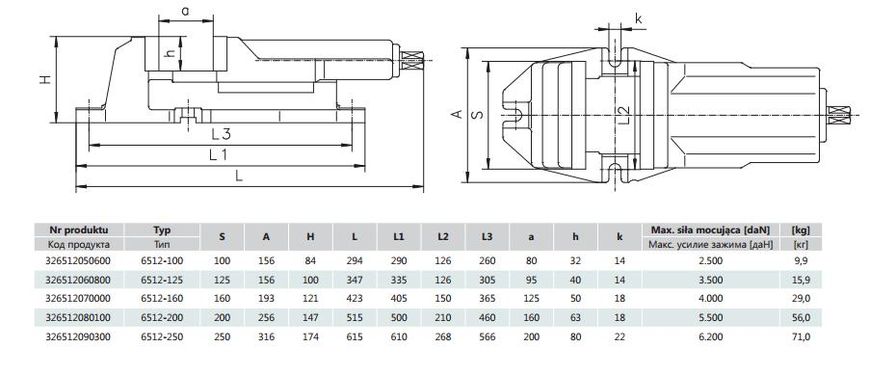 Бизон-БЯЛ тиски машины 160мм/6512-160