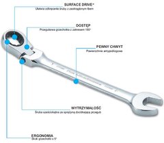 Гайковий ключ SATA 18 мм з тріскачкою