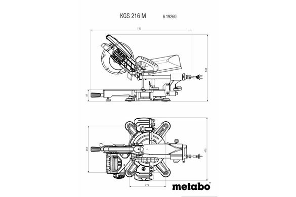 Пила торцювальна Metabo KGS 216 M з пиляльним диском