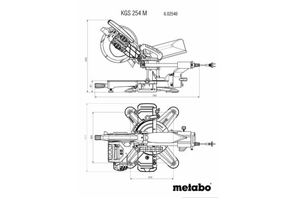 Пила торцювальна Metabo KGS 254 M з пиляльним диском