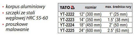 Yato Ключ трубний з ПВХ-покриттям 300мм 2222